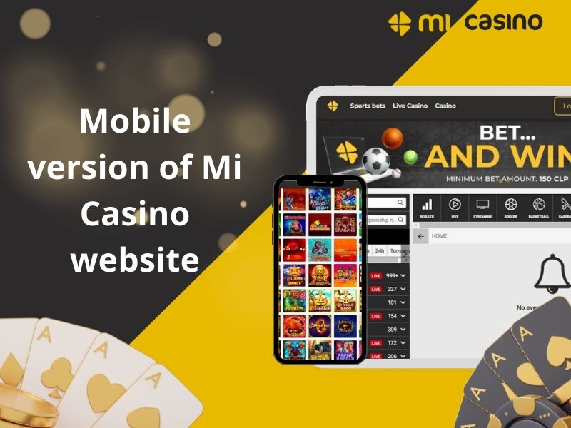 Mobile version of Mi Casino website