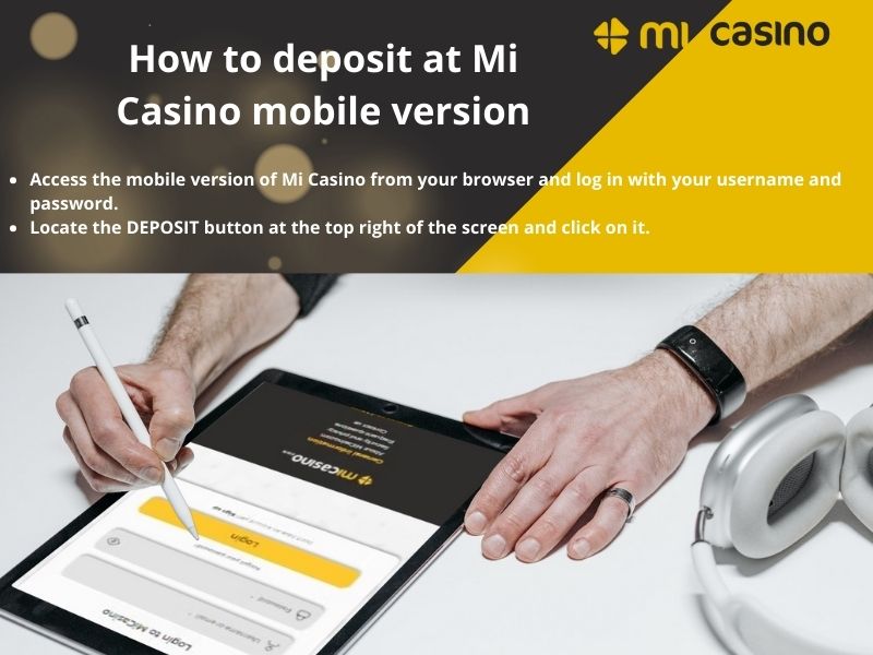 Deposit money at Mi Casino mobile version